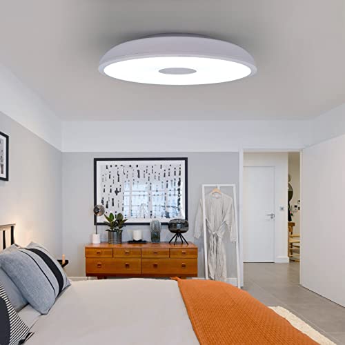 Floating Star Future Waterproof Ceiling Light Fixture IP65 LED Ceiling Lamp for Bathroom with Bluetooth Speaker(Without Remote), 5000K LED Light RGB for Dining Room Kitchen Bedroom, 18W Floating Star Future Waterproof Ceiling Light Fixture IP65 LED Ceiling Lamp for Bathroom with Bluetooth Speaker(Without Remote), 5000K LED Light RGB for Dining Room Kitchen Bedroom, 18W