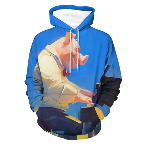 Sweat à Capuche Piano Cochon Cadeau Original Hoodie Manches Longues S