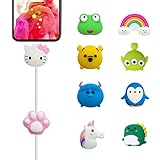 Cute Cable Protector for iPhone iPad Charger Cable, 10pcs Cartoon Cable Animals Fruit Bite Charging Protector, USB Charger Cord Protector, Charger Cable Saver Phone Accessory (Type B - 10 styles)