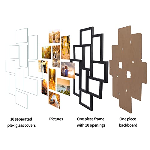 Qutrey 2 Pack 10 Opening 4X6 Black Collage Picture Frames Set For Wall Decor, Multiple Frames Displays Ten 4 By 6 Inch Photos #TOP2