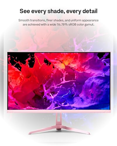 Image of Pixio PX249 Wave Pink 24 inch 240Hz Refresh Rate FHD 1080p Resolution Fast IPS Panel 1ms GTG Response Time Built-in Speakers Gaming Monitor with Adaptive Sync