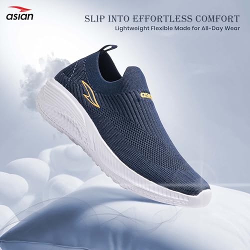 Image of ASIAN Storm-41 Walking Shoes for Men | Lightweight Slip-On Sneakers with Arch Support, Memory Foam Cushion & Breathable Mesh Upper | Comfortable Shoes for Walking & Travel