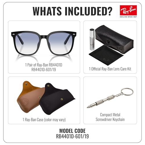 Image of Ray-Ban RB4401D Square Shaped Sunglasses for Men & Women with Official RAYBAN Eyewear Kit