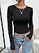 Trendy Queen Womens Long Sleeve T-Shirts Basic Crop Tops 2026 Spring Fashion Outfits Going Out Winter Clothes Black S