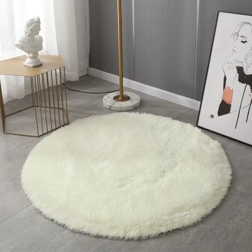 Hearda Tapis Rond Chambre Poil Long Shaggy, Tapis Salon Shaggy Moderne Moquette Salon Poil Long...
