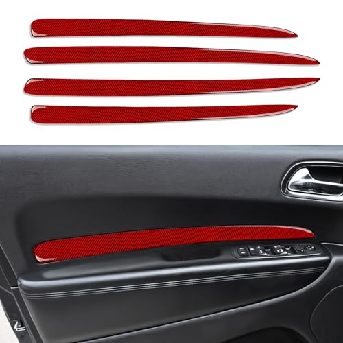 Image of Car 4 Doors Strips Panel Decals for 2011-2026 Dodge Durango Accessories Carbon Fiber Stickers, Red