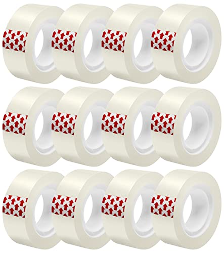 Image of 12 Rolls Transparent Tape Refills, Clear Tape Dispenser Refill Rolls, Glossy Gift Wrap Tapes for Office, School, Home, 3 /4 x 1000 Inches