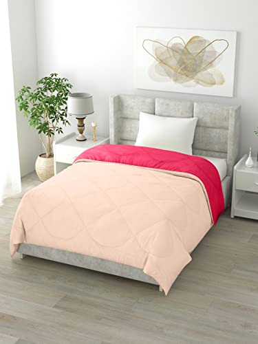 Image of Clasiko Reversible Single Bed Comforter; 60x90 Inches; 200GSM; Pink & Peach