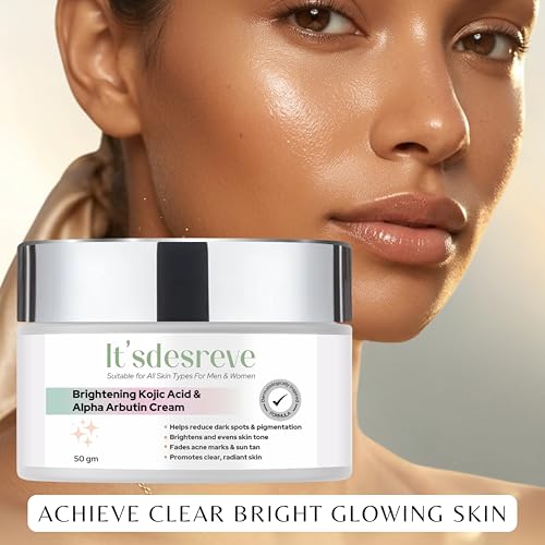 Image of Kojic Acid Cream for Dark Spots, Pigmentation, Melasma & Acne Marks Removal with Alpha Arbutin | Skin Brightening Cream for Men & Women | Uneven Skin Tone Corrector 50g