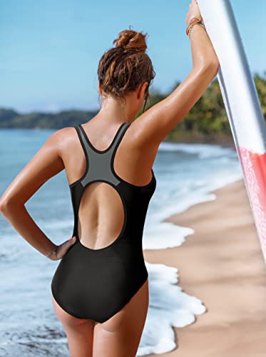 Image of CharmLeaks One Piece Swimsuits Athletic Racerback Bathing Suits Racing Swimwear