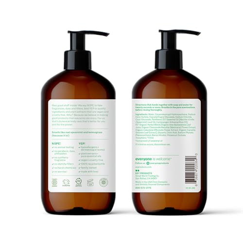 Image of Everyone Liquid Hand Soap,12.75 Ounce,Spearmint and Lemongrass,Plant-Based Cleanser with Pure Essential Oils,(Pack of 6)