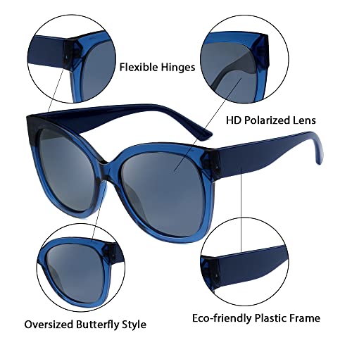 Sunglasses For Women Polarized Oversized Butterfly Eco-Friendly Plastic Frame UV Protection3