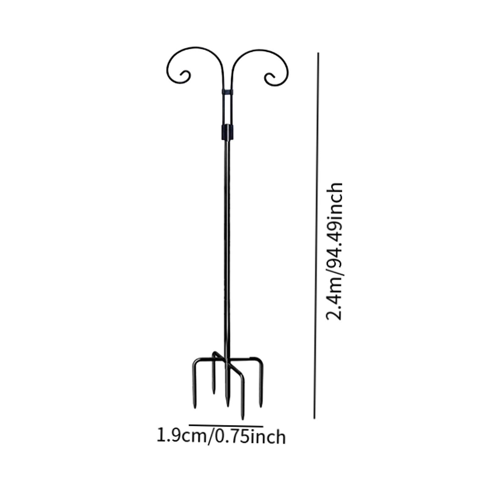 LOVIVER Doppio Gancio da Pastore, Supporto da Giardino sospeso, palo per mangiatoia per Uccelli in Ferro, Gancio da Giardino per Decorazioni Nuziali, Altezza 2.4 M