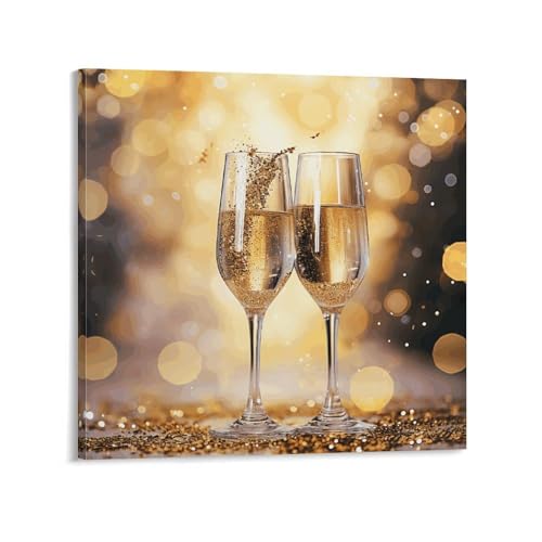 Toile murale d'œuvre d'art moderne au design champagne chic