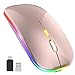 PASONOMI Aktualisierung PC Maus Kabellose, LED Wiederaufladbare Leise Funkmaus Laptop Mouse, 2.4 G USB Mäuse mit USB-Empfänger Typ C Kompatibilität mit Computer/PC/Tablet (Roségold)