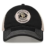 The Game NCAA Licensed University of Colorado Trucker Mesh Hat, Colorado Buffaloes Game Day Hat Black/Khaki