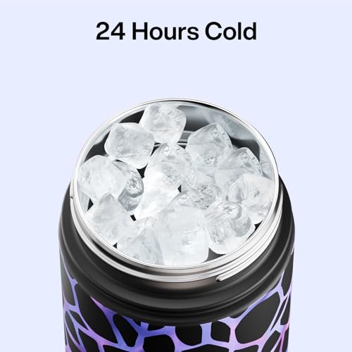 Image of ENCOOL Insulated Water Bottle with Straw Stainless Steel Water Bottle, Glow in the Dark, Leak-Proof, BPA-Free, Keeps Cold for 24 Hours for Sports, Travel, School (26 oz, Bubble)