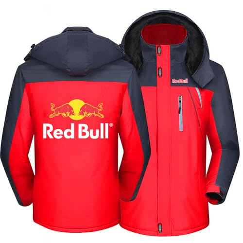 SIDHU Chaquetas De Invierno Hombre Para BULL, Chaqueta De Esquí Hombre Chaqueta Acolchada De Algodón Cortavientos De Montaña Impermeable Con Capucha Desmontable Abrigo A Prueba De Viento,Red-3XL