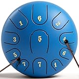 Rain Drum for Outside Garden,Steel Tongue Drum 6 Inche 11 Note Steel Drums Rain Chime,with Soft Bag,Music Book (Sky Blue, 6 Inch 11 Note)