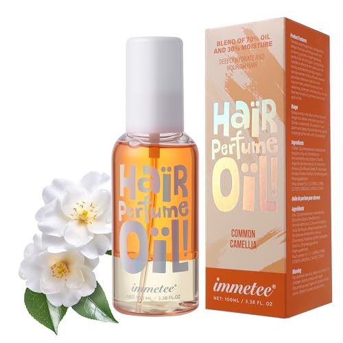 immetee Olio di profumo per capelli, Spray di profumo floreale per capelli, fragranza di lunga durata, olio per capelli idratante per capelli. 100ml (100ML, OMMON CAMELLIA)