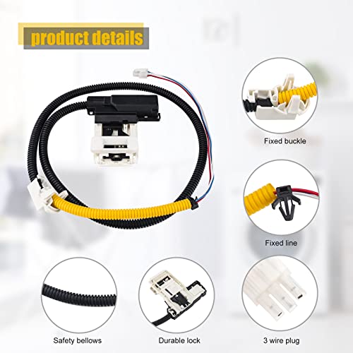 W11307244 W10682535 Washer Lid Lock Switch (3 Wire) for Whirlpool Maytag Amana Kenmore, Washing Machine Door Latch Assembly Replaces W10838613, W11253733, W10838613VP, etc. - Thumbnail 2