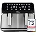 Produktbild La Moustache - Heißluftfritteuse XXL, 2 Fächer, 8L InklusiveE-Book mit 50 Rezepten6 Kochfunktionen, 10 Programme, Air Fryer mit Antihaftbeschichtung, Max 220°C, Timer, 1700W (DuoFry Gray)