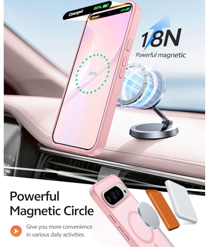 Image of FNTCASE for Google Pixel 10 Pro XL Case: for Pixel 9 Pro XL Case [Fit for Magsafe] Translucent Matte [with Screen Protector] Military Grade Shockproof Protective Magnetic Phone Cover (6.8inch - Pink)