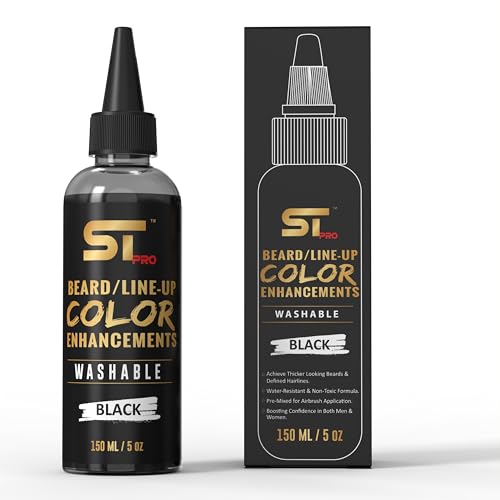 Supreme Trimmer Airbrush Hair & Beard Enhancement Ink | Barber-Grade Line-Up & Filler Spray | Water Resistant, Pre-Mixed for Precision Hairlines & Sharp Edges (Washable/150ML Black)