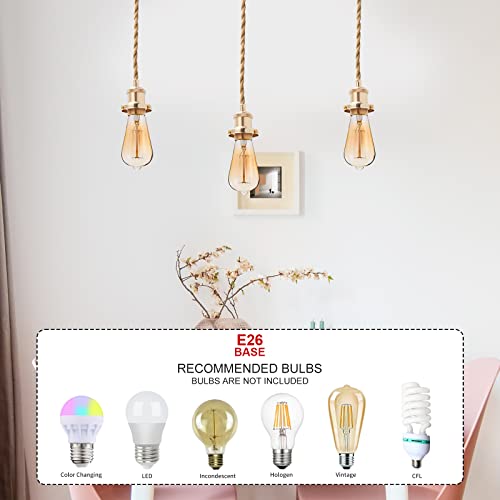 GNOLAK 15.4ft Pendant Light Cord Kit, Industrial Vintage Plug in E26 Socket Hanging Light with Switch, Hemp Rope Hanging Light Fixture for Pendant Lamp Farmhouse Lamp Cable DIY by GNOLAK - Image 4