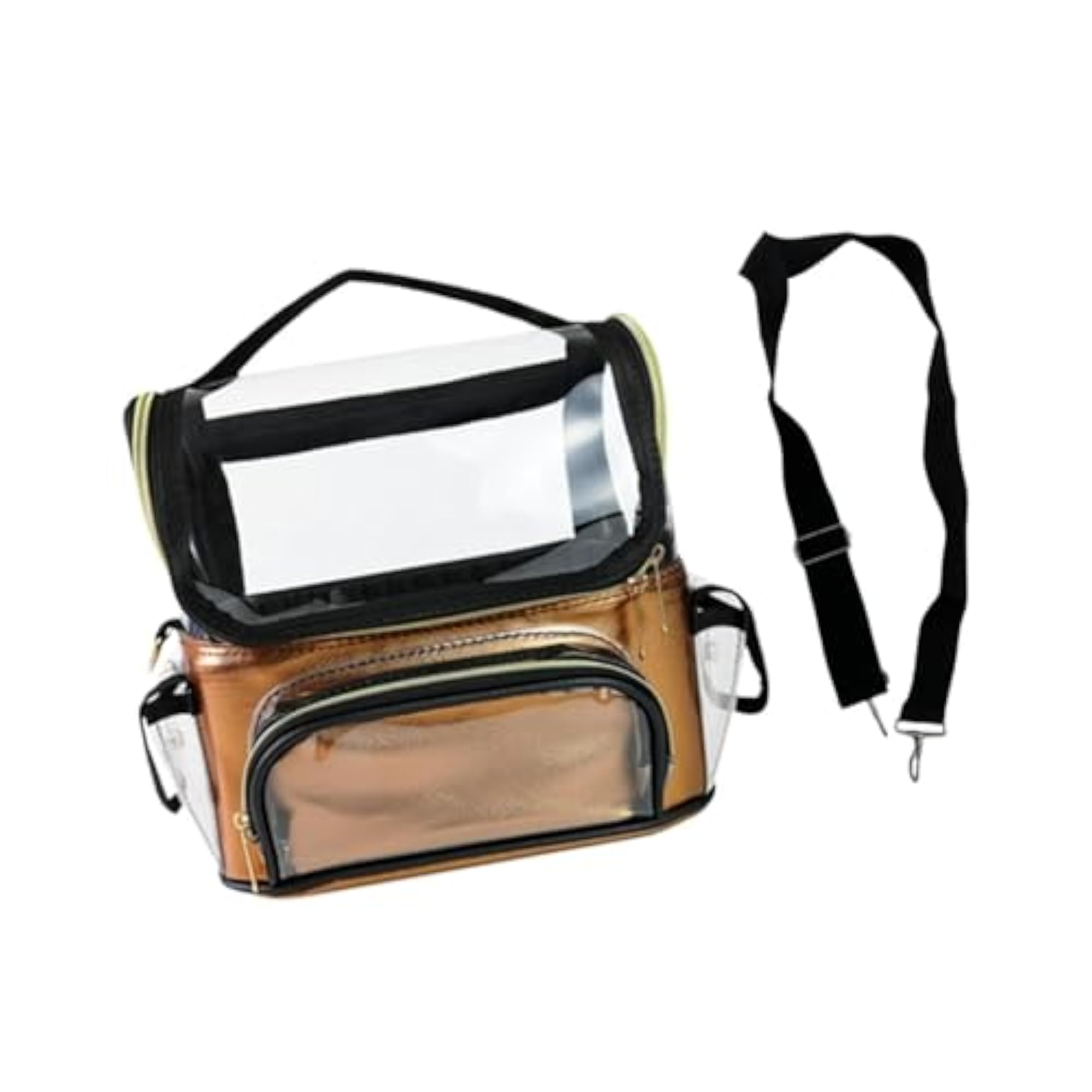 Golden Transparent Makeup Case, Waterproof Organizer