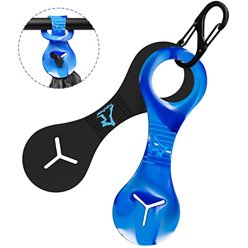 Image of Dog Poop Bag Holder for Leash Waste Bag Carrier Dog Poop Bag Dispenser for Walking Running Bicycle Accessory 2 Pieces (Black + Mixed Blue)