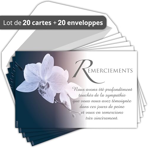AFIE C5263X4 Set of 20 Same Sympathy Thank You Cards + 20 White Envelopes 9 x 14 cm, Mourning Death Funeral Funeral - Image 2
