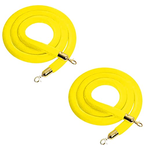 バリアロープ、ベルベット支柱ロープ群集制御群集制御吊り下げラインVIPコード、ベルベットキューバリアコードライン(イエロー、1.2m/4フィート)