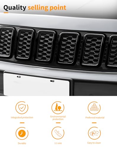 Image of Hoolcar Front Grill Mesh Inserts Compatible with Jeep Grand Cherokee 2017-2020 Clip-on Grille Inserts Cover Trim Exterior Accessories, Black
