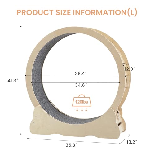 Cat Exercise Wheel for Indoor Cats Treadmill, Cat Running Wheel with Carpeted Runway, 39.4 inch Cats Fitness Weight Loss Device Suitable for Most Cats.(L) - Image 6