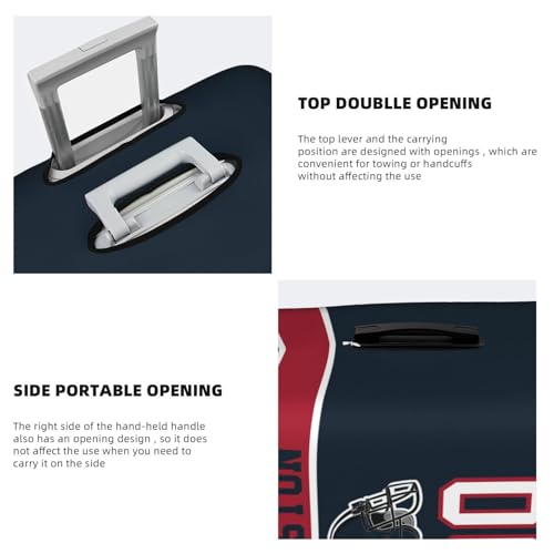 Image of Custom Houston Luggage Cover Personalized Football Style Suitcase Cover with Name Number Customized Washable Elastic Sports Travel Suitcase Protector for Business Vacation Gifts