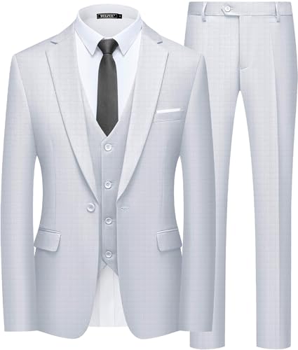 WULFUL Slim Fit 3-Piece Suit Blazer Vest Pant
