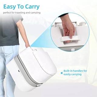 24L Portable Camping Toilet, Compact Flushing Chemical Toilets for Campsite, Hospital, Caravan, Boat w/Carrying Handle and Paper Holder