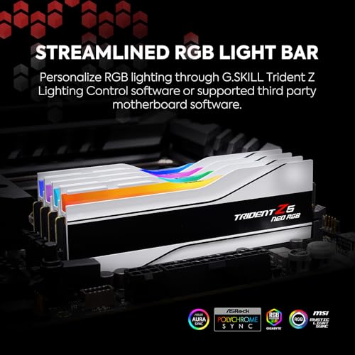 Image of G.SKILL Trident Z5 Neo RGB Series DDR5 RAM (AMD Expo) 64GB (2x32GB) 6000MT /s CL28-36-36-96 1.40V Desktop Computer Memory U-DIMM - Matte White (F5-6000J2836G32GX2-TZ5NRW)