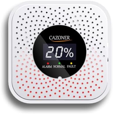 CAZONER Natural Gas Detector,10-Year Lifespan, Methane, Propane, & Explosive Gas Alarm for RV and Home, Digital LCD Display