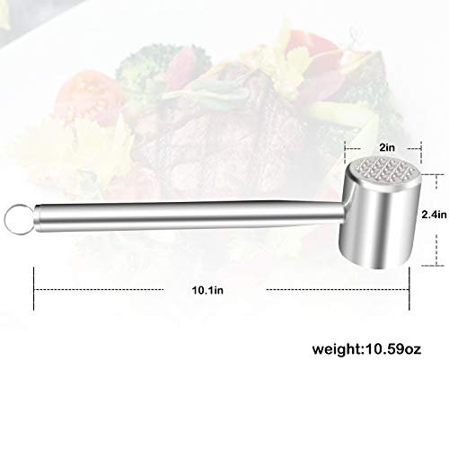 Nonley Meat Tenderizer, Stainless Steel Mallet/Hammer/Pounder Heavy Duty Meat Hammer Softener for Tenderizing Steak, Beef, Chicken, Lamb, Flattening & Pounding