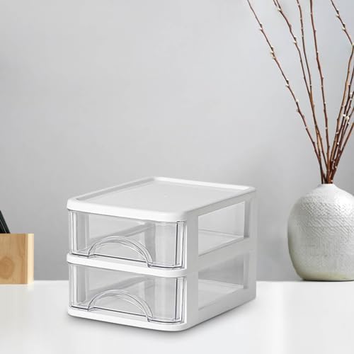 Desktop Storage Box, White transparent Small