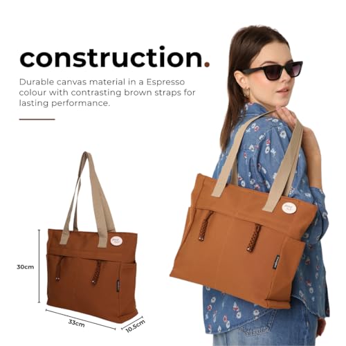 Image of Tressential Canvas Tote Bag, HandBag for Women, Multi-Pocket Design, Casual Style for Office & College