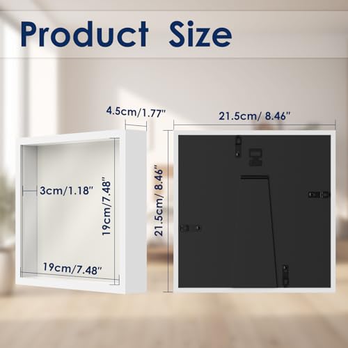 Miniatura 2 de Anhow 3d Marco De Fotos 20x20 Cm, Marcos 3d Con Profundidad 3cm Con Panel De Vidrio Transparente Para Fotos, Flores, Recuerdos, Manualidades, Souvenirs, Recuerdos De Bodas - Blanco