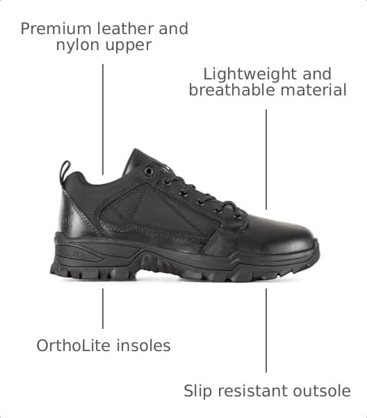 Image of 5.11 Tactical Fast-Tac Low Shoes - Durable Polishable Finish, Superior Grip - Professional Footwear for Law Enforcement and Military, Style 12467