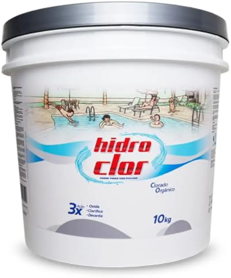 CLORO ORGÂNICO TRIPLA AÇÃO 36% HIDROCLOR 10Kg para Piscina, Desinfeta, Clarifica e Decanta, 36% Concentração, Tratamento de Água