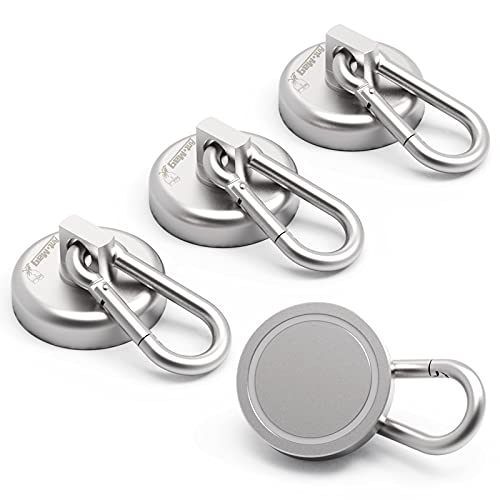 Image of Ant Mag - Carabiner Magnetic Hooks 80LBS MAX Heavy Duty Neodymium Magnet Swivel Snap Hook for Hanging Indoor/Outdoor Grill Kitchen Cabinet Office 4 Pack