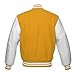 Lishow Fashion Varsity Jacket For Baseball Letterman Of Yellow Wool And Genuine white leather sleeves (X BIG, Yellow)