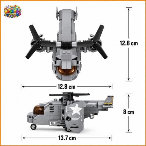 Image of Yashoni Transport Plane Building Blocks Set - 218 Pcs Military Gunship Model | Dual Pull String Propeller Action, STEM Construction Toy for Kids 6+ Boys & Girls | Educational 3D Building Kit, Gift