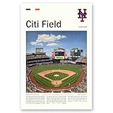 CitiFieldew Stadium Poster (L17 xW11 Canvas) New York Ballpark Wall Art Print, Mets Retro Sports Poster, Gift for Baseball Fans & Mets Team Supporters